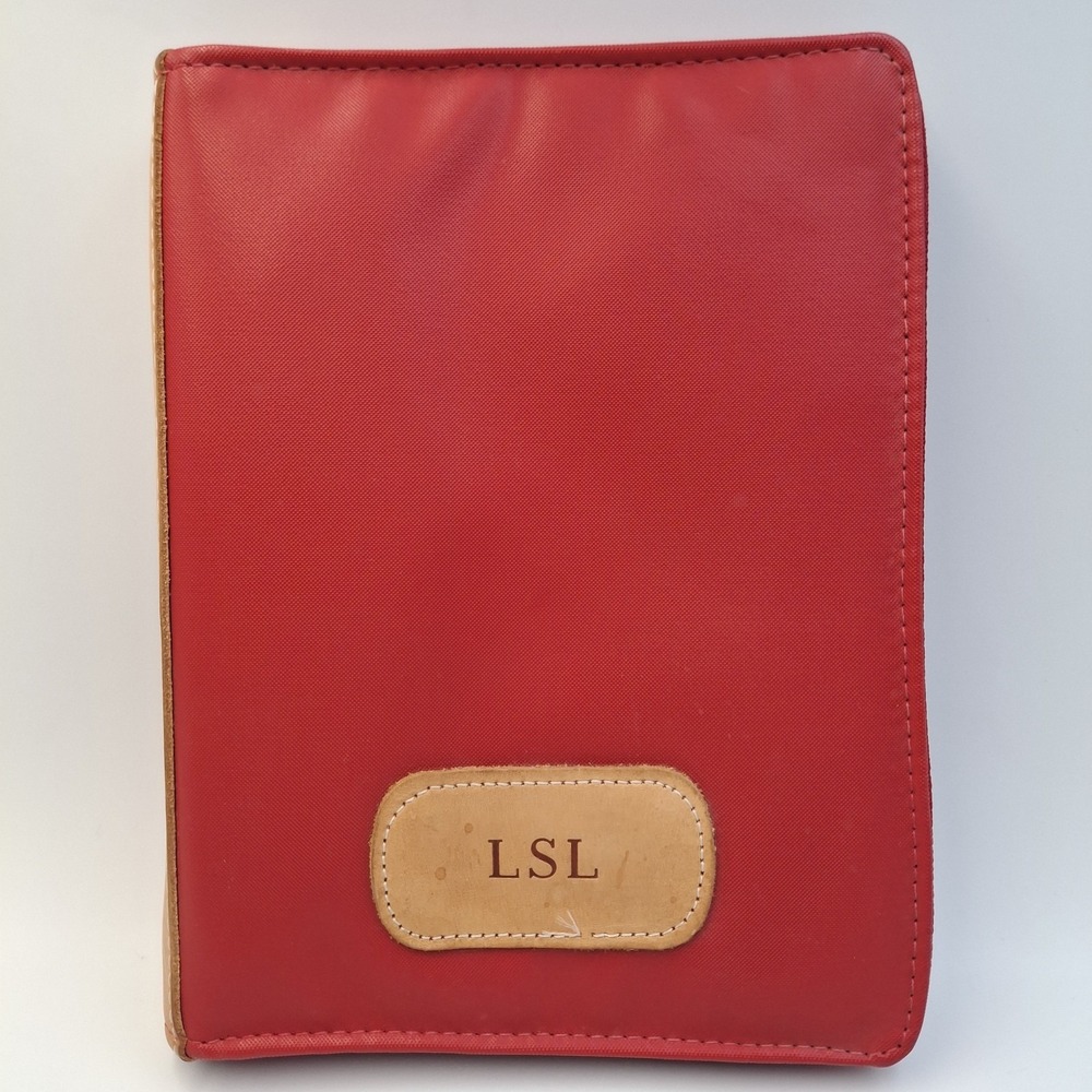 Jon Hart Design Red Coated Canvas 9" Zippered 3-Ring Binder LSL Monogram